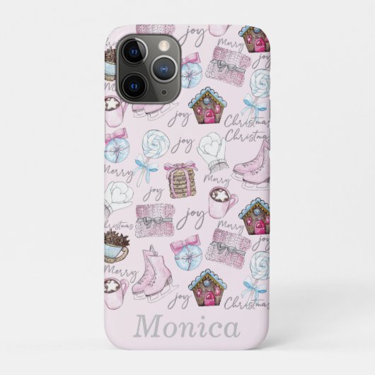 水色パーソナライズされたピンクのクリスマスエレメント Case-Mate iPhoneケース (裏)