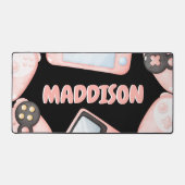 水色パーソナライズされたピンクゲーム デスクマット (正面)