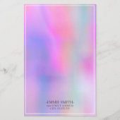 水色パーソナライズされたピンクパープル 便箋 (正面)