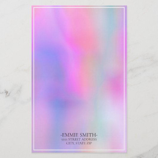 水色パーソナライズされたピンクパープル 便箋 (正面)