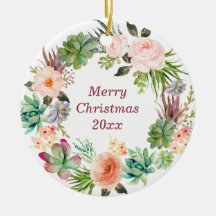 水色パーソナライズされたフローラリースセラミックオーナ