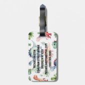 水色パーソナライズされた恐竜のパターン旅行 ラゲッジタグ (裏面縦)
