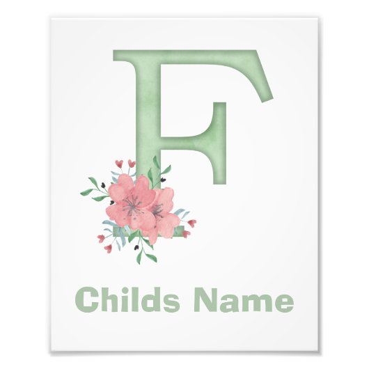 水色パーソナライズされた文字Fフォトプリント フォトプリント            (正面)