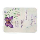 水色パーソナライズされた紫の蝶 マグネット (横)