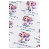 水色パーソナライズされた紫ティール(緑がかった色) ミディアムペーパーバッグ (正面)