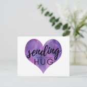 水色パープルハート社会的に遠いハグ ポストカード (スタンド正面)