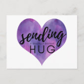 水色パープルハート社会的に遠いハグ ポストカード (正面)