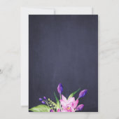 水色パープルピンクのシックなフローラ誕生日パーティー 招待状 (裏面)