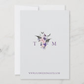 水色パープルピンクのバラのハロウィン結婚の花 招待状 (裏面)