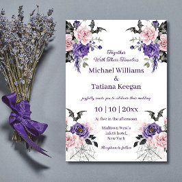 水色パープルピンクフローラハロウィン結婚ー 招待状