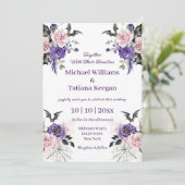 水色パープルピンクフローラハロウィン結婚ー 招待状 (スタンド正面)