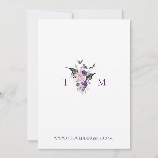 水色パープルピンクフローラハロウィン結婚ー 招待状 (裏面)