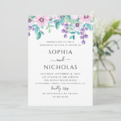 水色パープルピンクフローラリハーサルディナー 招待状 (スタンド正面)