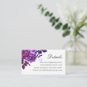 水色パープルフローラエレガントな結婚式詳細 エンクロージャーカード (スタンド正面)