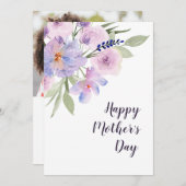 水色パープルフローラハッピーマザーズデイカード シーズンカード (正面/裏面)