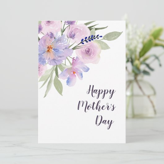 水色パープルフローラハッピーマザーズデイカード シーズンカード (スタンド正面)
