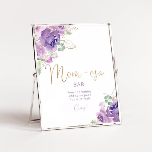 水色パープルフローラマムオーサバーポスター ポスター