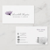 水色パープルフローラ名刺 名刺 (正面/裏面)