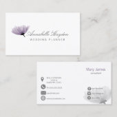 水色パープルフローラ名刺 名刺 (正面/裏面)