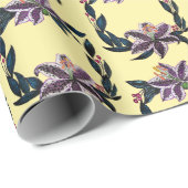 水色パープルリリーリース ラッピングペーパー (ロールコーナー)