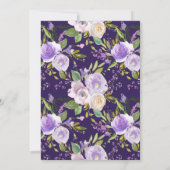 水色パープル、メイブ、桃のフローラ結婚 招待状 (裏面)
