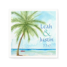 水色パームツリーカスタムウェディングナプキン