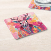 水色ヒップスターディアコースター スクエアペーパーコースター (アングル)
