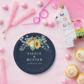 水色ヒマワリ結婚ユーカリ ペーパープレート (パーティー)