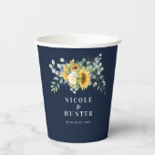 水色ヒマワリ結婚ユーカリ 紙コップ (裏面)