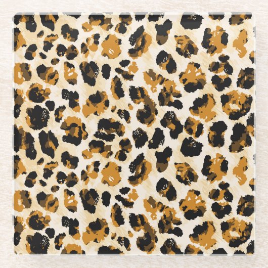 水色ヒョウの皮、絞り染めのグラデーション。 ガラスコースター (正面)