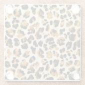 水色ヒョウの皮、絞り染めのグラデーション。 ガラスコースター (裏面)