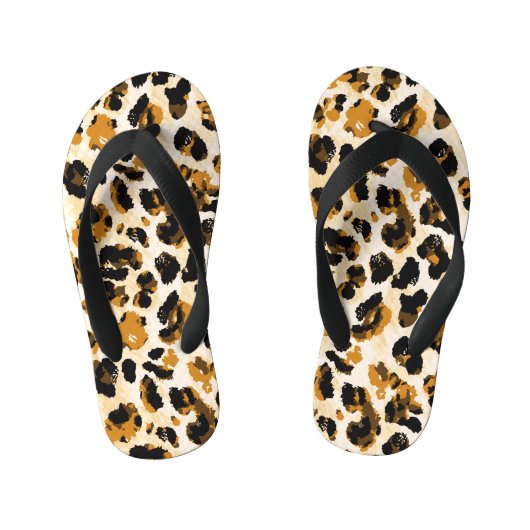 水色ヒョウの皮、絞り染めのグラデーション。 キッズビーチサンダル (フットベッド)