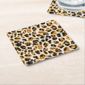 水色ヒョウの皮、絞り染めのグラデーション。 スクエアペーパーコースター (アングル)