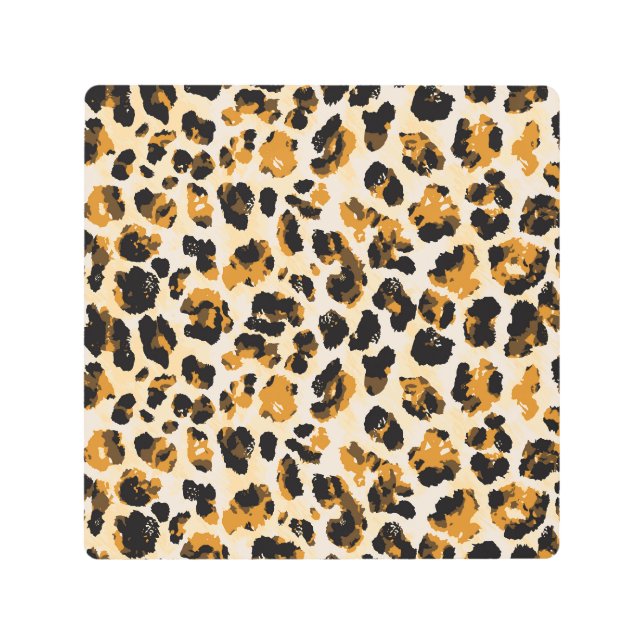 水色ヒョウの皮、絞り染めのグラデーション。 メタルプリント (正面)