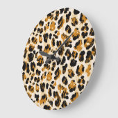 水色ヒョウの皮、絞り染めのグラデーション。 ラージ壁時計 (傾斜)