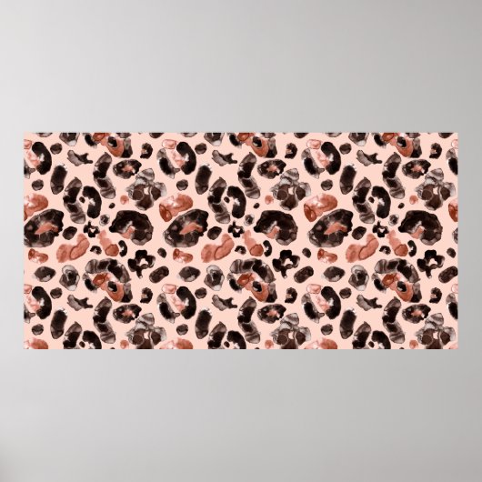 水色ヒョウアニマルプリント模様 ポスター (正面)