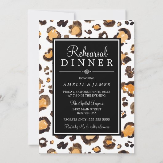 水色ヒョウ印刷 |リハーサルディナー 招待状 (正面)