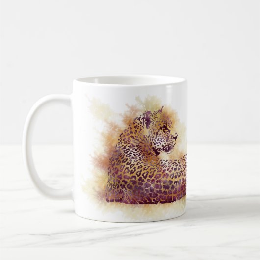水色ヒョウ コーヒーマグカップ (左)