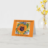 水色ヒ絵画マワリ+ウルトホイットマン引用文 カード (黄色い花)