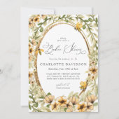 水色ビーイエローフローラニュートラルベビーシャワー 招待状 (正面)