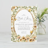 水色ビーイエローフローラニュートラルベビーシャワー 招待状 (スタンド正面)