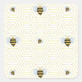 水色ビーパターンシール スクエアシール