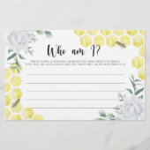 水色ビーフローラ誰が私のブライダルシャワーゲーム 便箋 (正面)