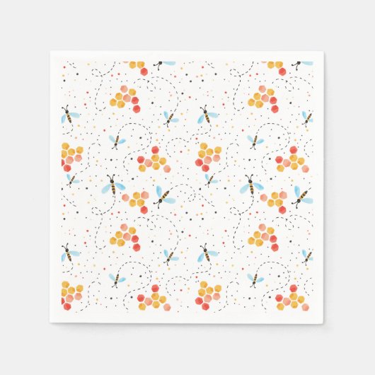 水色ビー模様 スタンダードカクテルナプキン (正面)