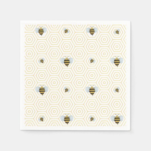 水色ビー模様 スタンダードカクテルナプキン (正面)