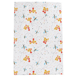 水色ビー模様 ミディアムペーパーバッグ