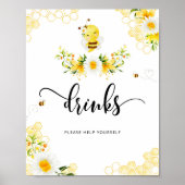 水色ビー飲み物救済自分ポスター ポスター (正面)