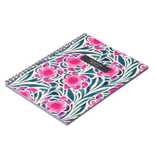 水色ピインスパイアック+青の植物フローラ ノートブック (左側)