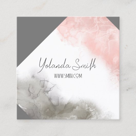 水色ピンクと灰色のミンマリストのクリーンカスタムな スクエア名刺 (正面)