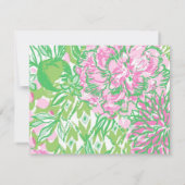 水色ピンクと緑のフローラ固定 ノートカード (裏面)